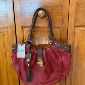 Cute dark red pleather over the shoulder bag